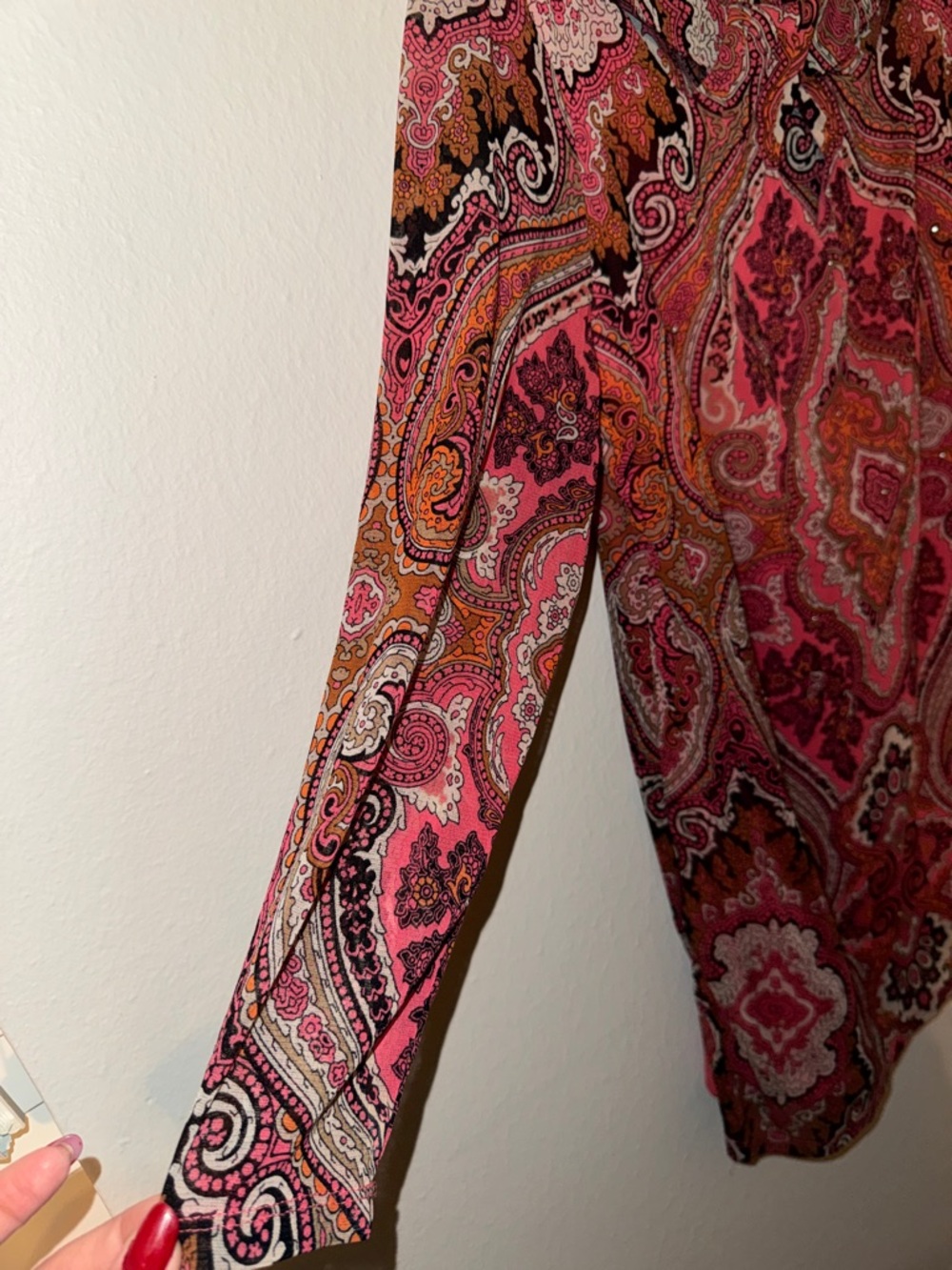 INC International Concepts Red Paisley Tunic Top ptp 18” - Picture 5 of 6